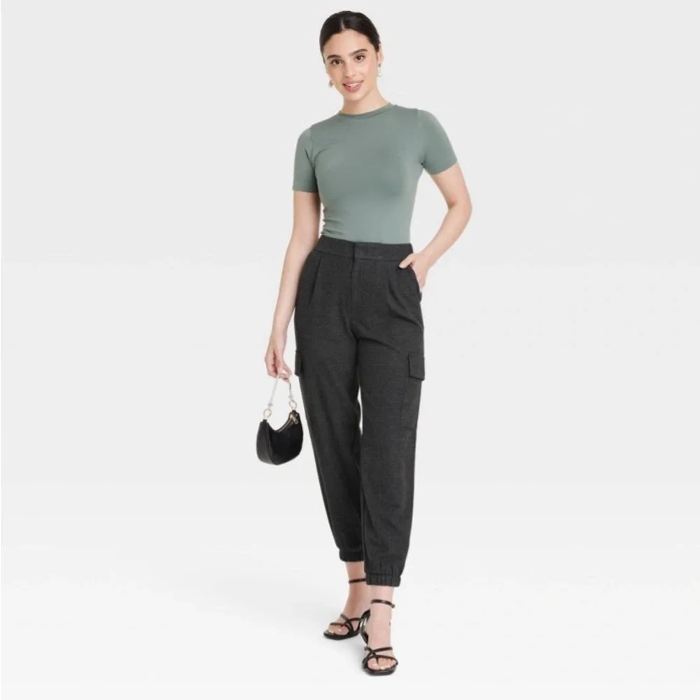 Women's High-Rise Ankle Jogger Pants - A
New Day Gray Plaid - Picture 1 of 7